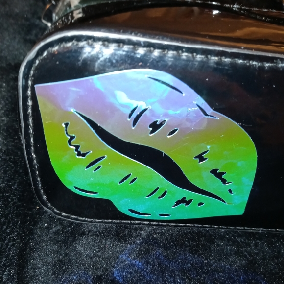 Women's blue green rainbow iridescent and black handbag one of a kind! - Picture 4 of 5